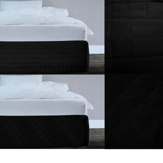 Random Pattern Quilted Valance Black Queen - Mekamart Australia
