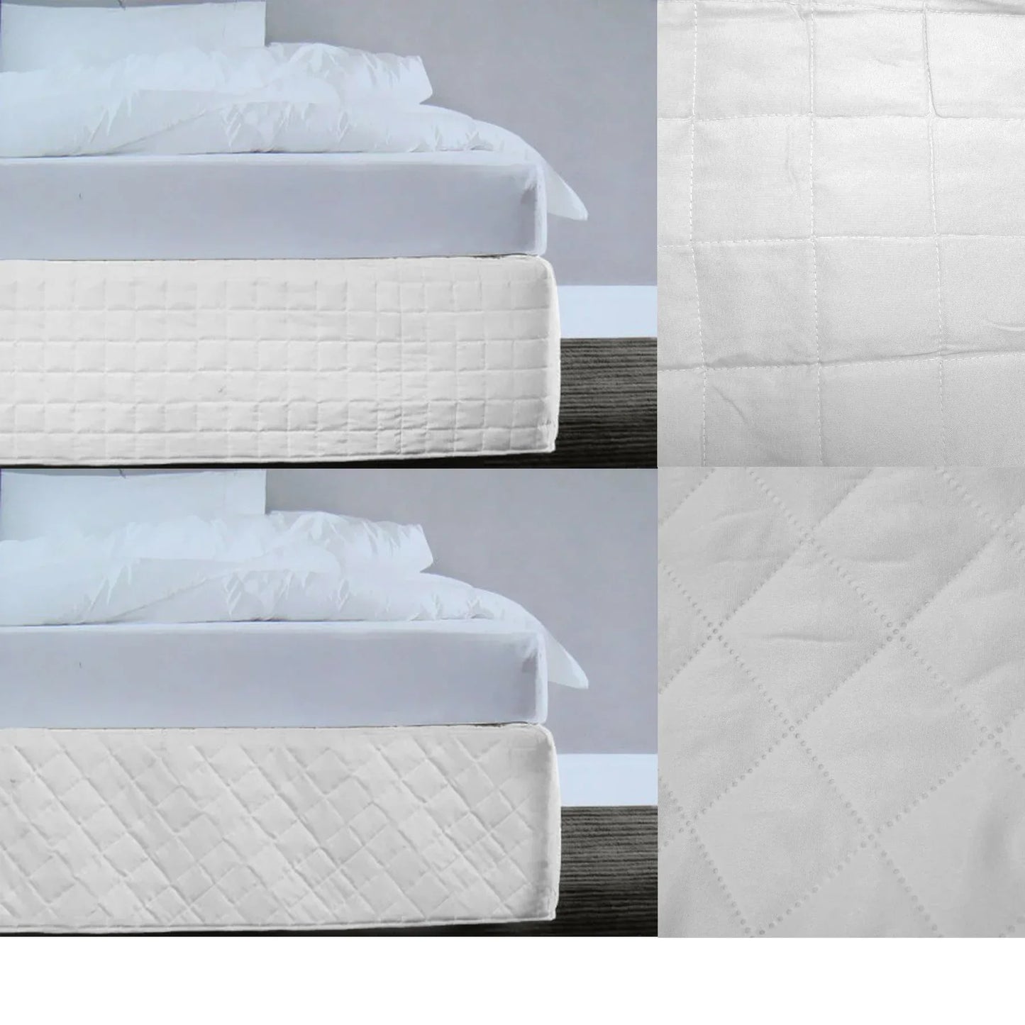 Random Pattern Quilted Valance White Queen - Mekamart Australia