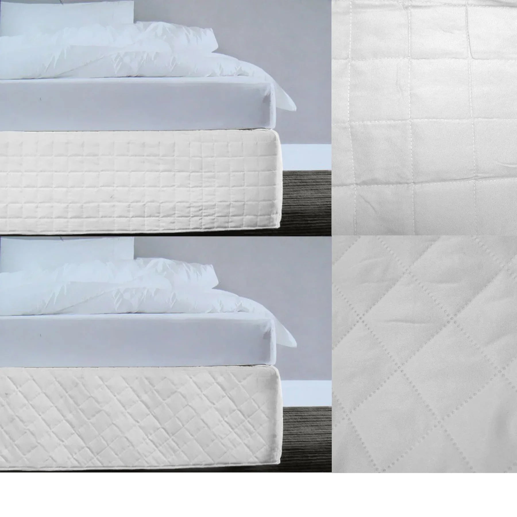 Random Pattern Quilted Valance White Queen - Mekamart Australia