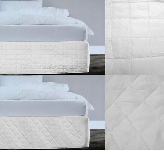 Random Pattern Quilted Valance White Queen - Mekamart Australia