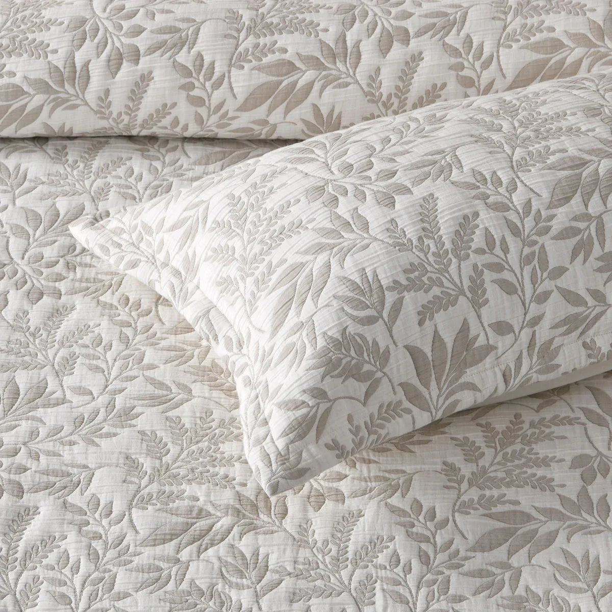 Bianca Ameila Stone Jacquard Quilted Foliage Bedspread Set King - Mekamart Australia