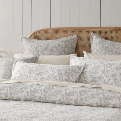 Bianca Ameila Stone Jacquard Quilted Foliage Bedspread Set Queen - Mekamart Australia