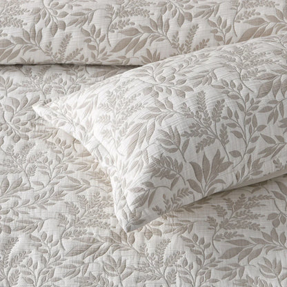 Bianca Ameila Stone Jacquard Quilted Foliage Bedspread Set Queen - Mekamart Australia