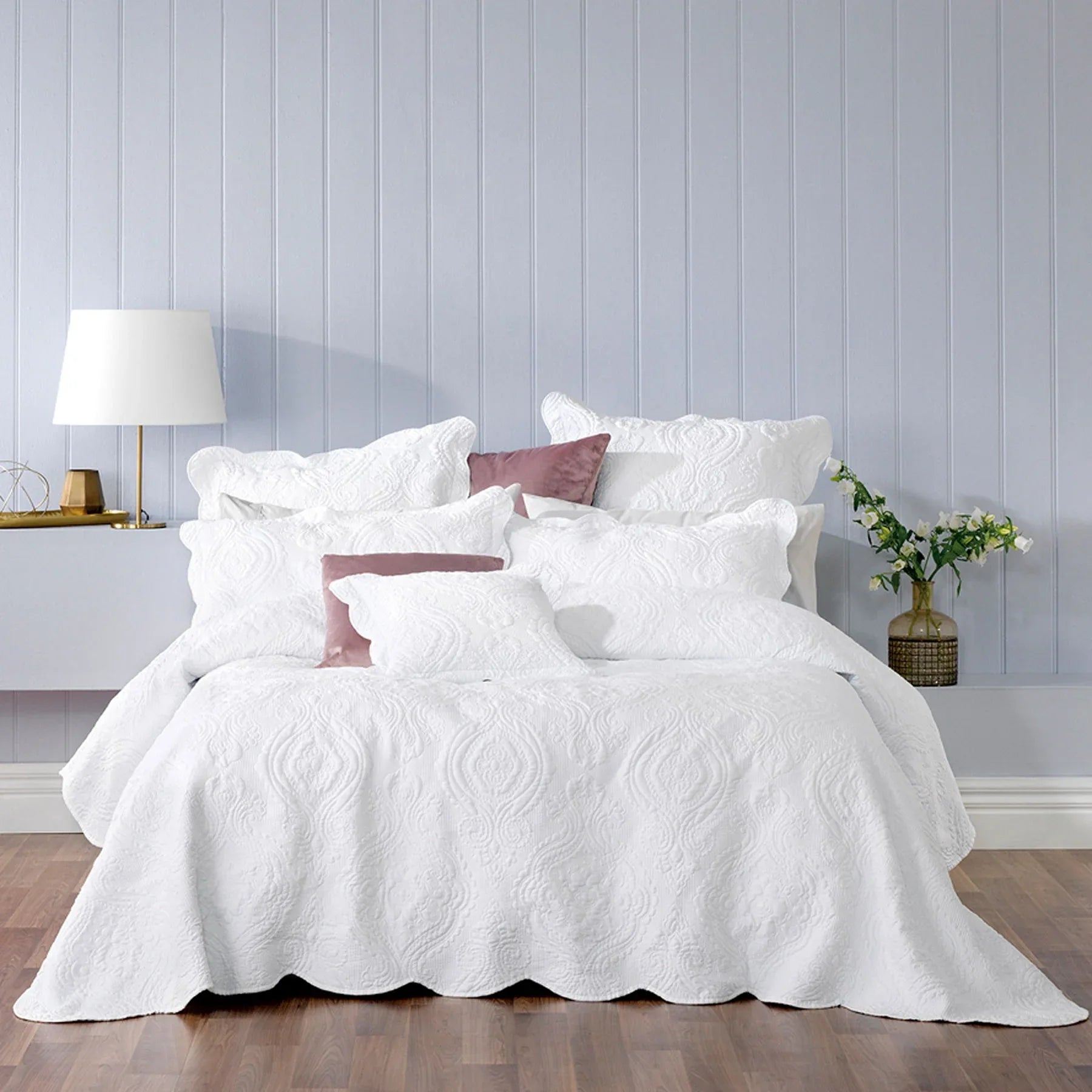 Bianca Elegance Cordelia White Bedspread Set King - Mekamart Australia