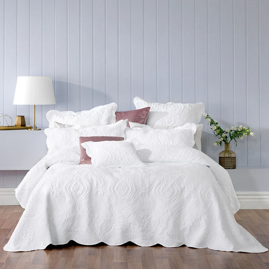 Bianca Elegance Cordelia White Bedspread Set Queen - Mekamart Australia