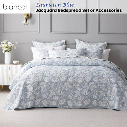Bianca Laurieton Blue Jacquard Botanical Bedspread Set Queen - Mekamart Australia