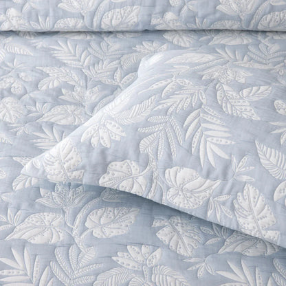 Bianca Laurieton Blue Jacquard Botanical Bedspread Set Super King - Mekamart Australia