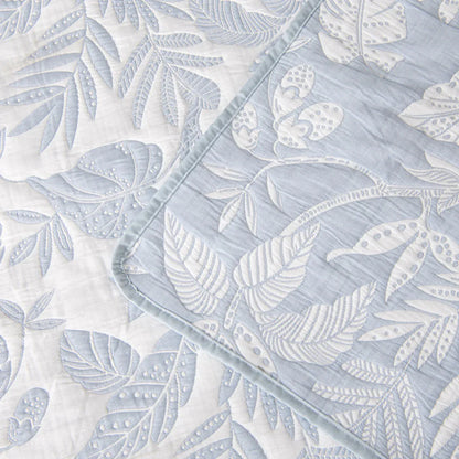 Bianca Laurieton Blue Jacquard Botanical Bedspread Set Super King - Mekamart Australia