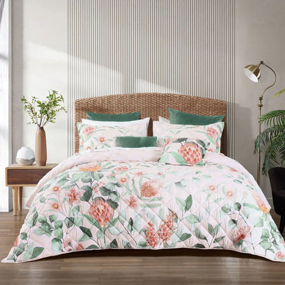 Bianca Sidney Blush Printed Floral Bedspread Set King - Mekamart Australia