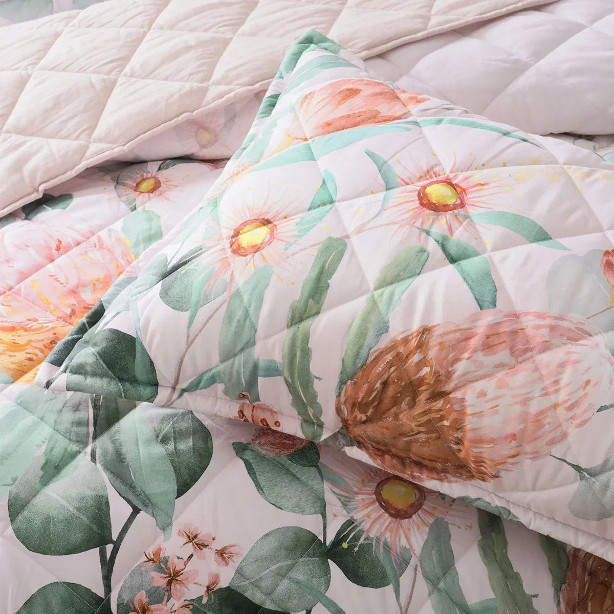 Bianca Sidney Blush Printed Floral Bedspread Set Queen - Mekamart Australia