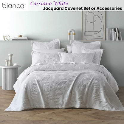 Bianca Cassiano White Polyester Jacquard Coverlet Set Single/Double - Mekamart Australia