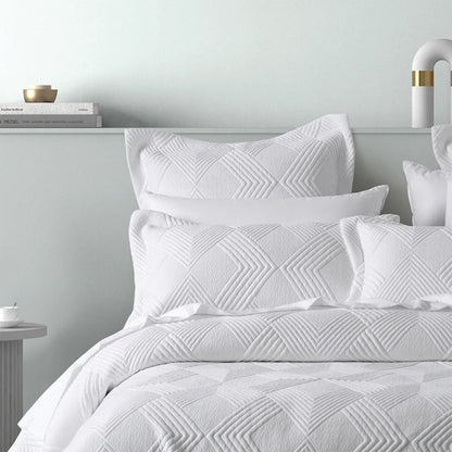 Bianca Cassiano White Polyester Jacquard Coverlet Set Single/Double - Mekamart Australia