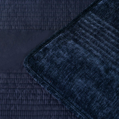 Bianca Cyrano Indigo Soft Velvet Polyester Quilted Coverlet Set Queen/King - Mekamart Australia