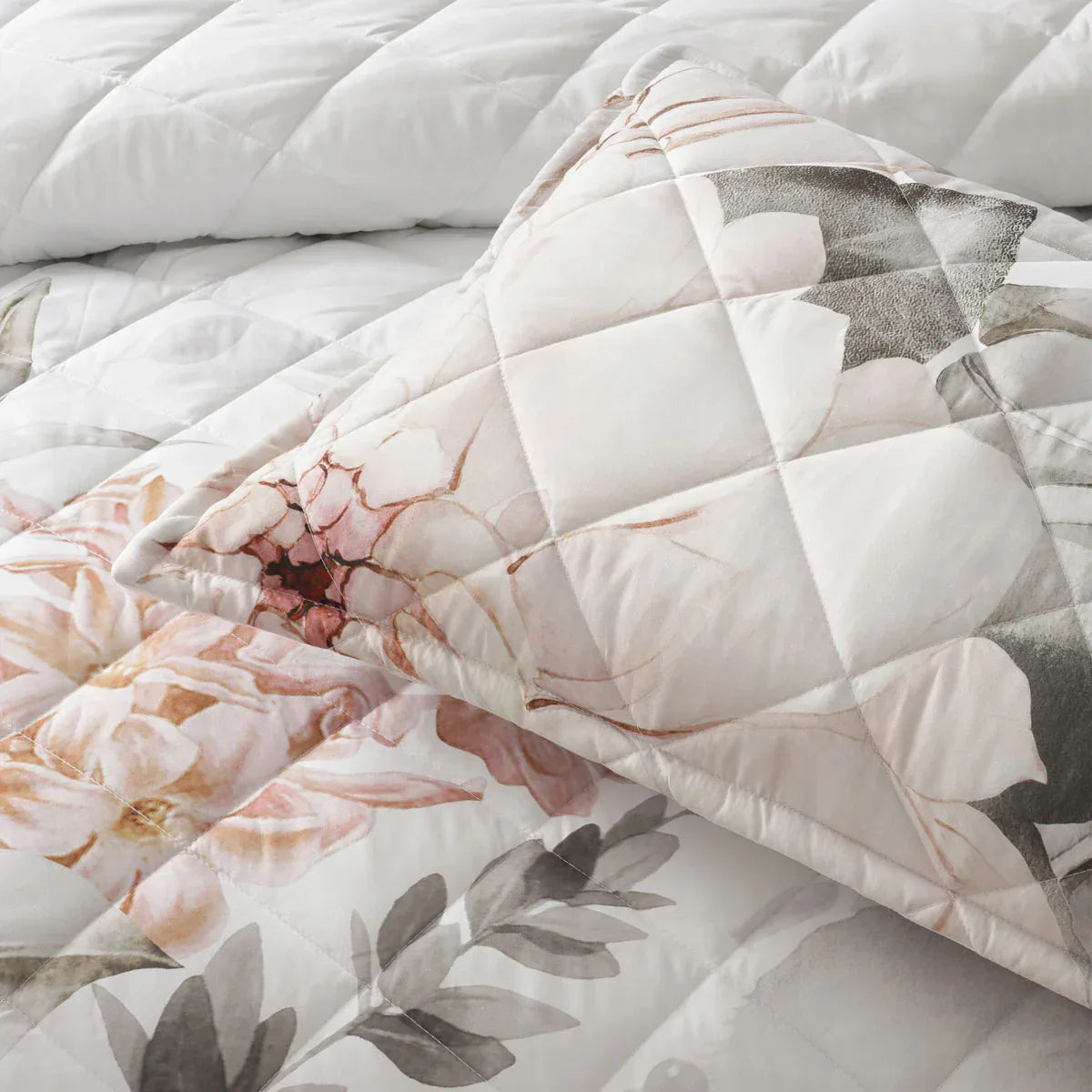 Bianca Giselle White Polyester Printed Floral Coverlet Set Single/Double - Mekamart Australia