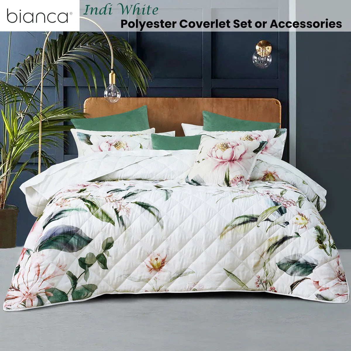 Bianca Indi White Polyester Coverlet Set Queen/King - Mekamart Australia