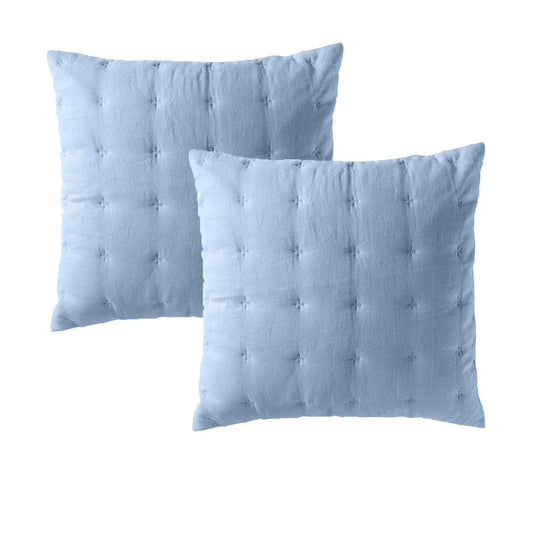 Bianca Pair of Langston Blue European Pillowcases - Mekamart Australia