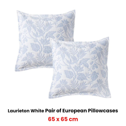 Bianca Pair of Laurieton White European Pillowcases 65 x 65cm - Mekamart Australia