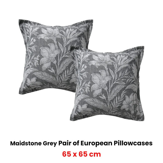 Bianca Pair of Maidstone Grey European Pillowcases 65 x 65cm - Mekamart Australia
