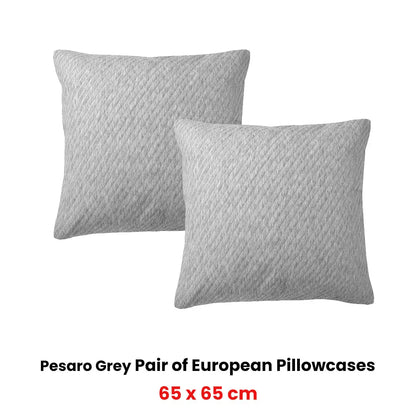 Bianca Pair of Pesaro Grey European Pillowcases 65 x 65cm - Mekamart Australia