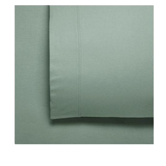 Bianca Fletcher Flannelette Cotton Sheet Set Sage Double - Mekamart Australia