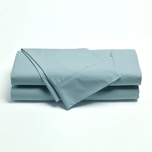Bianca Heston Cotton Percale Sheet Set Steel Blue King - Mekamart Australia