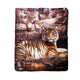 375gsm 1 Ply 3D Print Faux Mink Blanket Queen 200x240 cm Tiger Family - Mekamart Australia