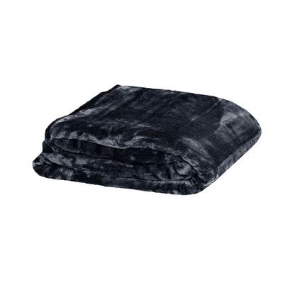 375gsm 1 Ply Solid Faux Mink Blanket Queen 200x240 cm Charcoal - Mekamart Australia