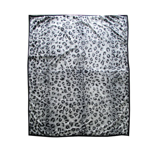 675gsm 2 Ply Animal Print Faux Mink Blanket Queen 200x240 cm Snow Leopard - Mekamart Australia