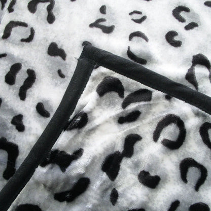 675gsm 2 Ply Animal Print Faux Mink Blanket Queen 200x240 cm Snow Leopard - Mekamart Australia