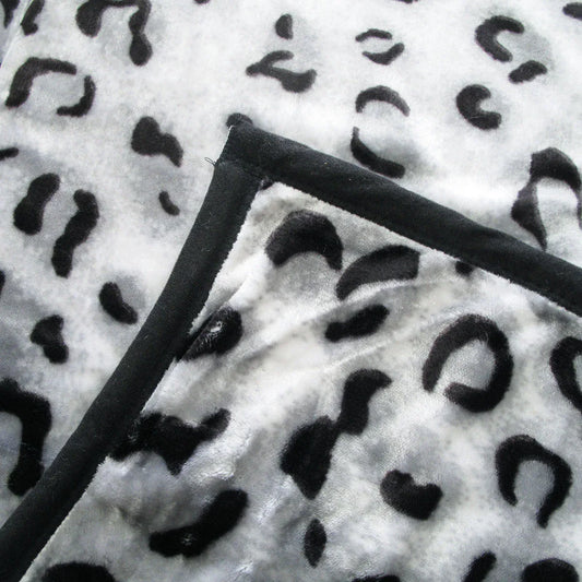 675gsm 2 Ply Animal Print Faux Mink Blanket Queen 200x240 cm Snow Leopard - Mekamart Australia
