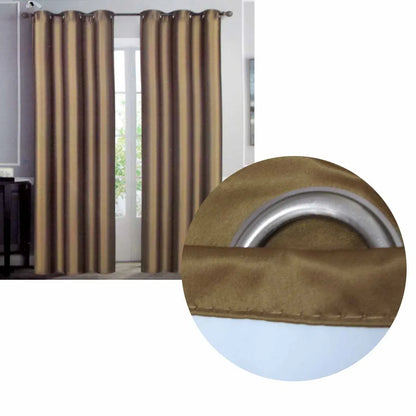 Emporio Hudson Pair of Coated Back Blockout Eyelet Curtains 137 x 213cm each Camel - Mekamart Australia