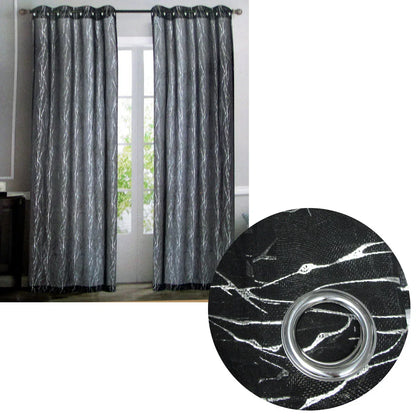 Pair of Sheer Eyelet Curtains Black with Silver Foils 137 x 213 cm - Mekamart Australia