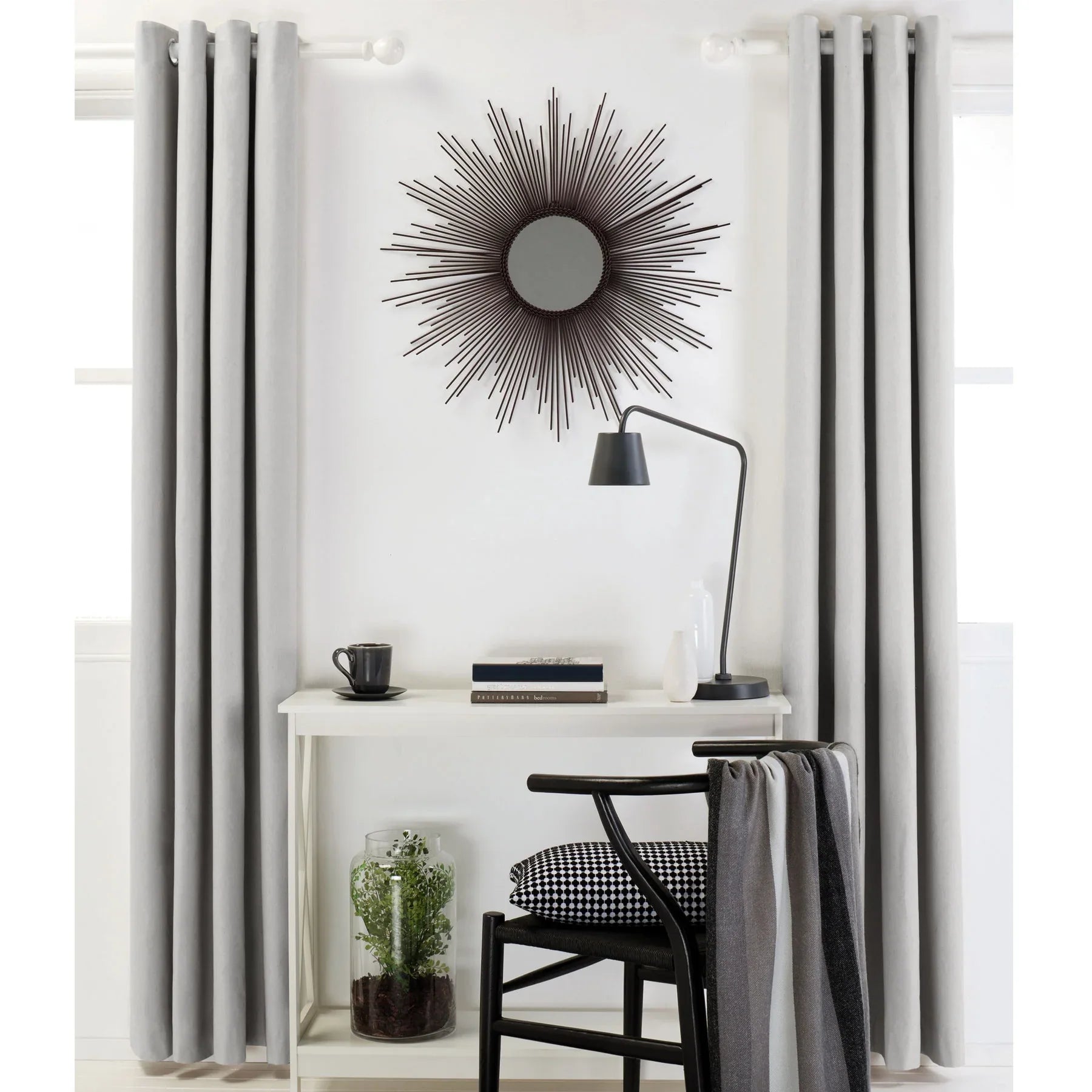 Designers Choice Pair of Linen Cotton Coated Eyelet Curtains Grey 140 x 213cm - Mekamart Australia