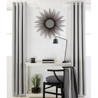 Designers Choice Pair of Linen Cotton Coated Eyelet Curtains Grey 140 x 213cm - Mekamart Australia