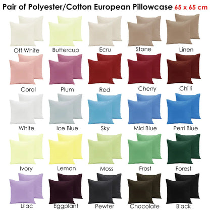 Pair of Polyester Cotton European Pillowcases Coral - Mekamart Australia