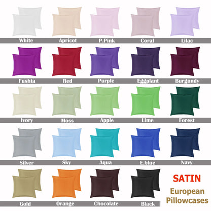 PepperMIll Satin European Pillowcases ( Pair ) FUSHIA - Mekamart Australia