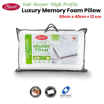 Easyrest Side Sleeper High Profile Luxury Memory Foam Pillow 65 x 40 + 12cm BONUS removable Cover - Mekamart Australia