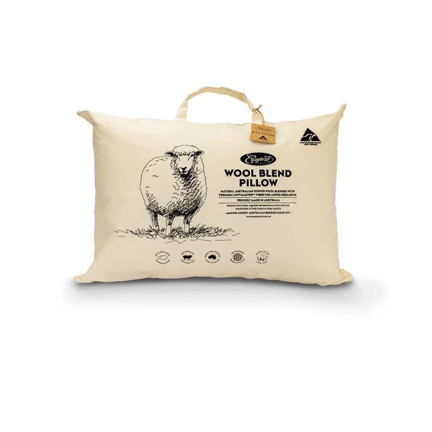 Easyrest Wool Blend Standard Pillow in Fabric Bag 47 x 72 + 20 cm - Mekamart Australia