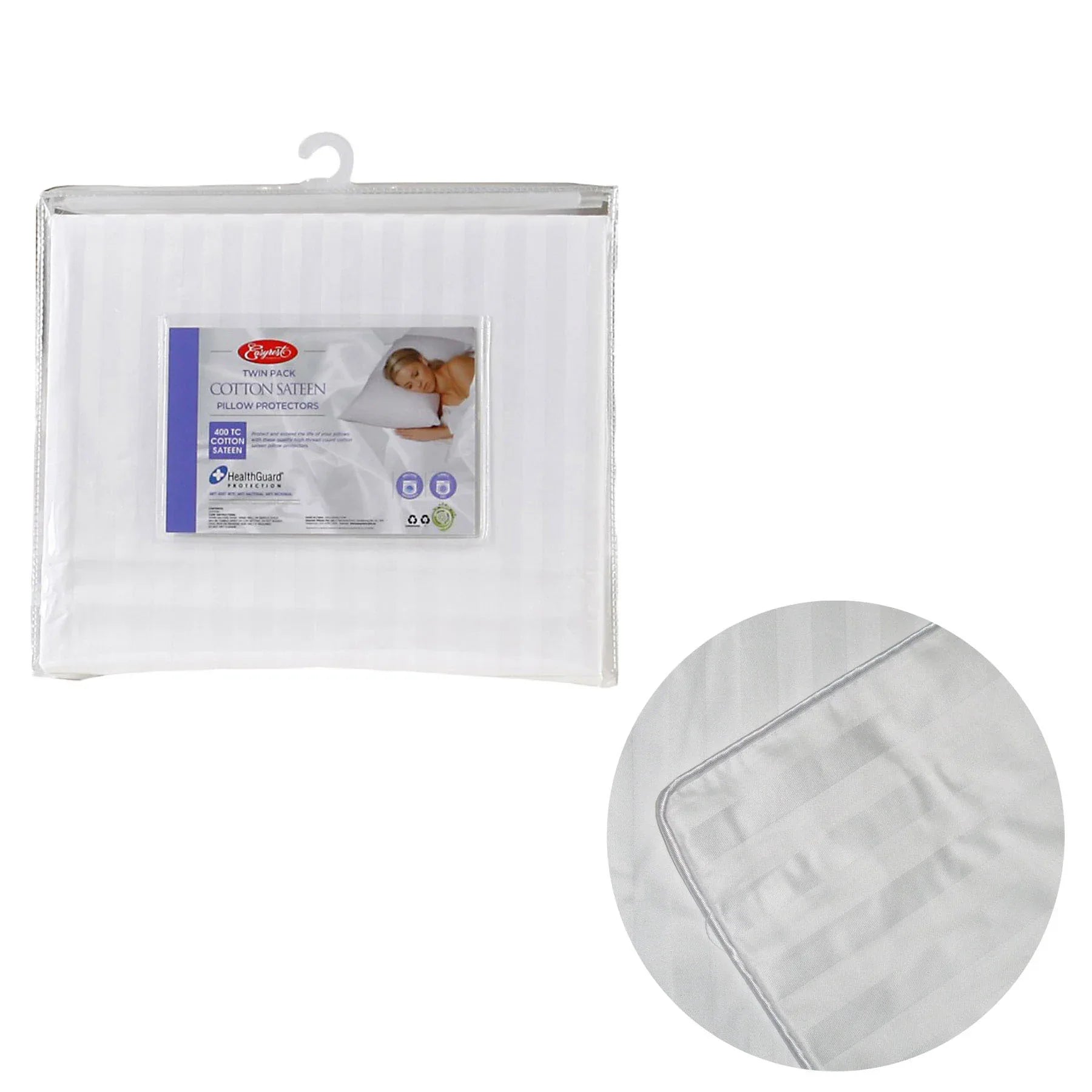 Easyrest 400TC Cotton Sateen Twin Pack Standard Pillow Protectors - Mekamart Australia