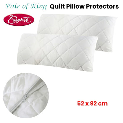 Easyrest Pair of King Quilted Pillow Protectors 52 x 92 cm - Mekamart Australia
