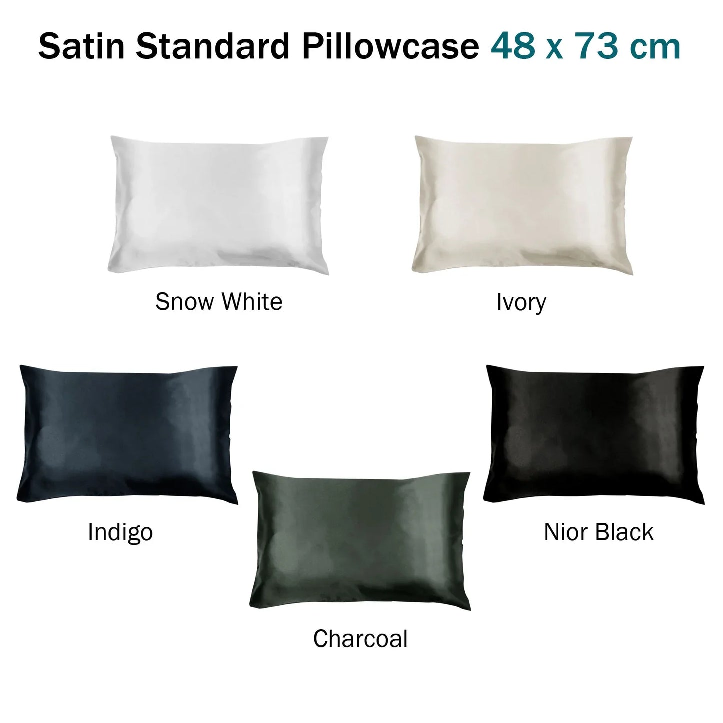 Invitation Satin Standard Pillowcase Nior Black - Mekamart Australia