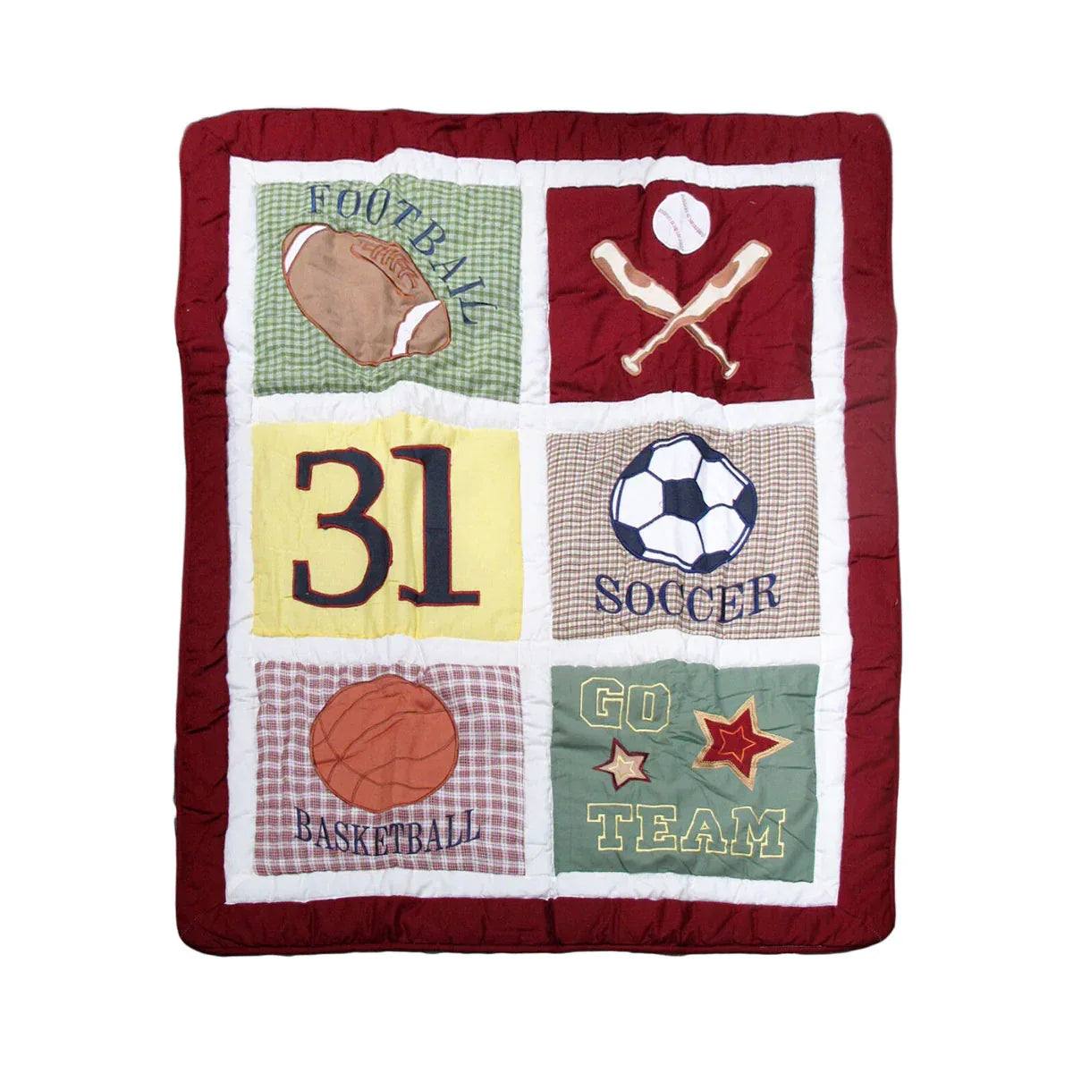 Sports Embroidered Nursery Baby Blanket/Coverlet 91 x 114 cm - Mekamart Australia