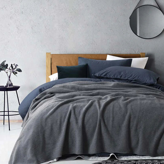 Laconia 400GSM Premium Australian Pure Wool Blanket Grey Queen - Mekamart Australia