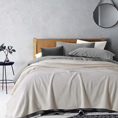Laconia 400GSM Premium Australian Pure Wool Blanket Natural Single - Mekamart Australia