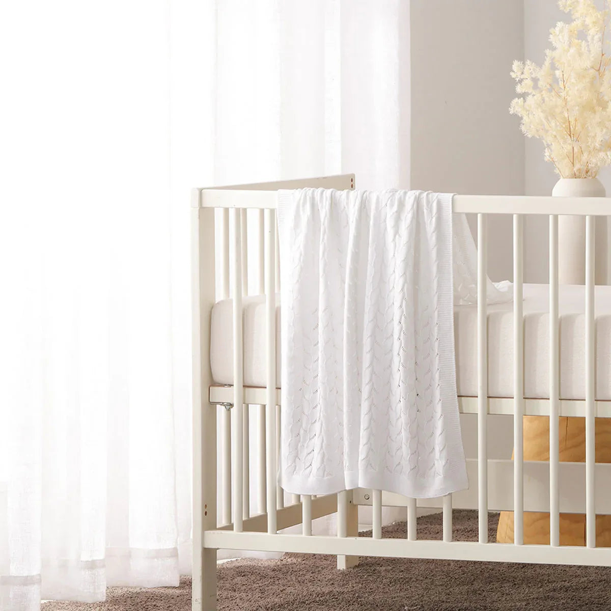 Little Gem Lyla White Cotton Baby Blanket 75 x 100 cm - Mekamart Australia