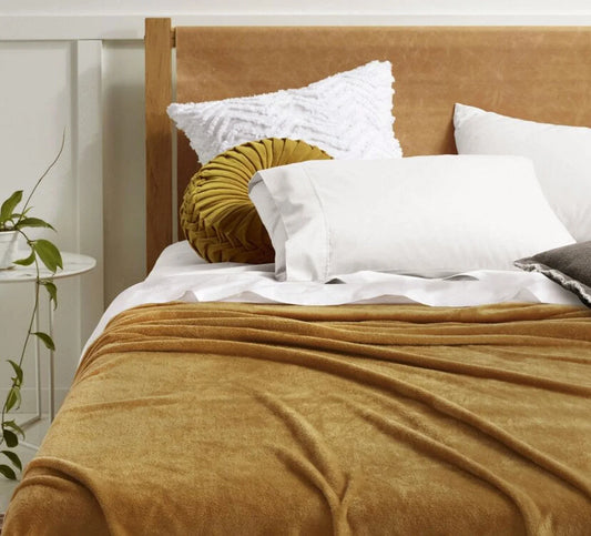 Accessorize Super Soft Blanket Queen/King Gold Harmony - Mekamart Australia
