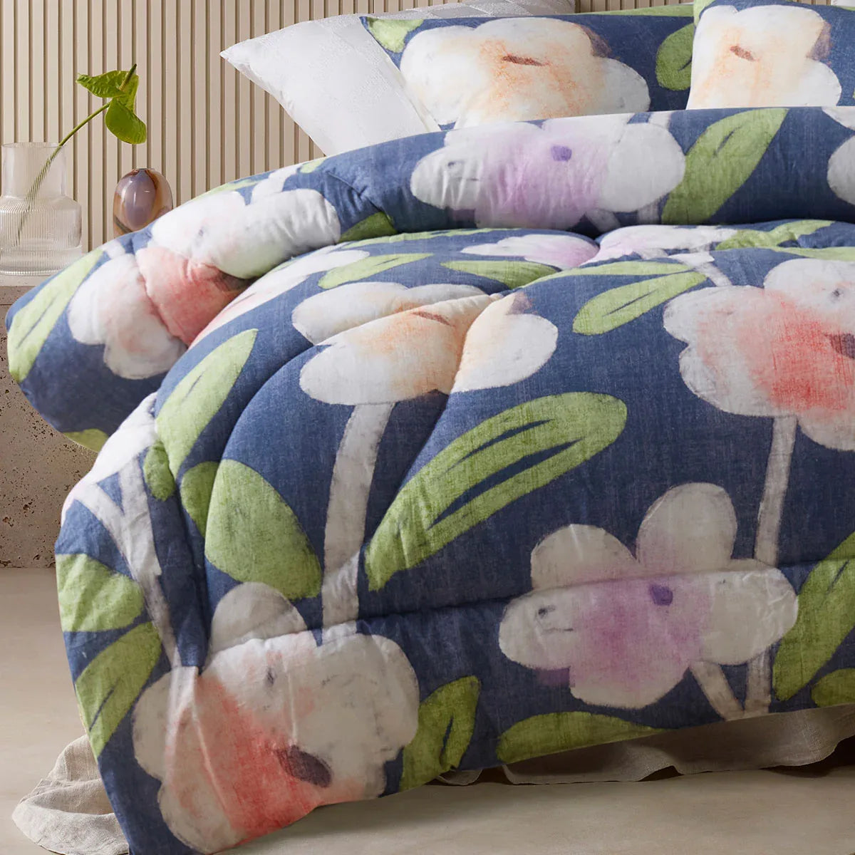 Accessorize Bella Blue Floral 3 Piece Comforter Set King - Mekamart Australia