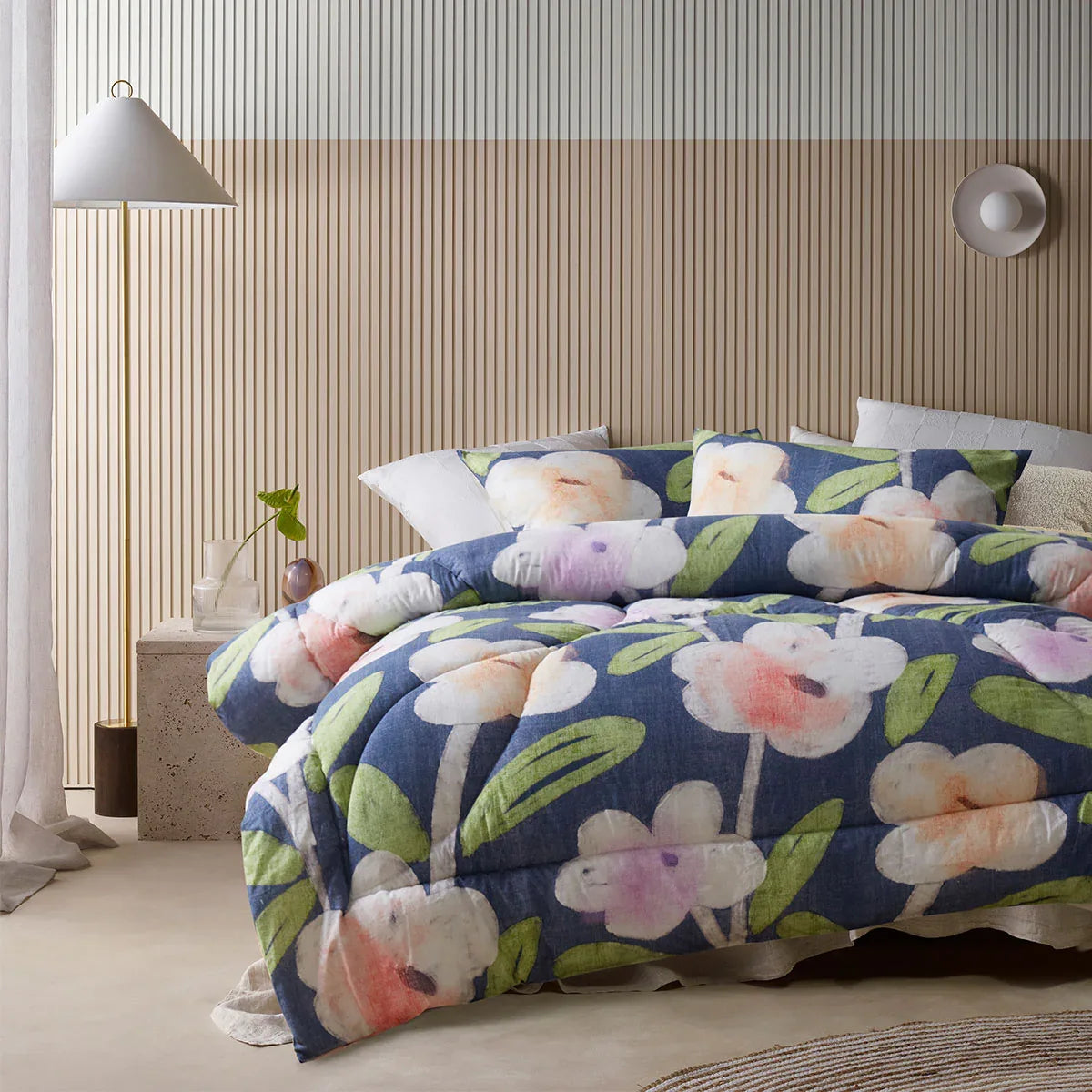 Accessorize Bella Blue Floral 3 Piece Comforter Set Queen - Mekamart Australia