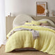 Vintage Design Homewares 3 Piece Hugo Cotton Gauze Quilted Comforter Set Butter Queen - Mekamart Australia