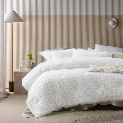 Vintage Design Homewares 3 Pcs Parquet White Comforter Set Queen - Mekamart Australia